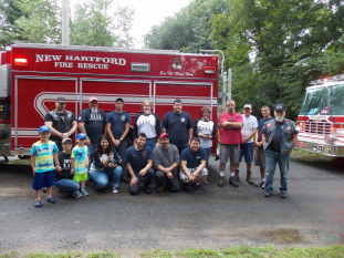 fire truck with members of bikers against animal cruelty
