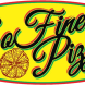 Yellow oval with So Fine Pizza written in script with pizza image