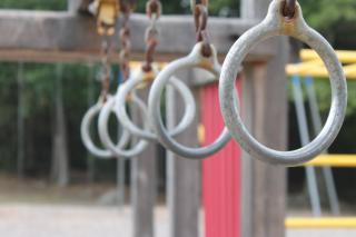 Close-up of rings on playground climbing apparatus