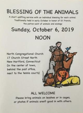 Flyer with picture of saint blessing animals