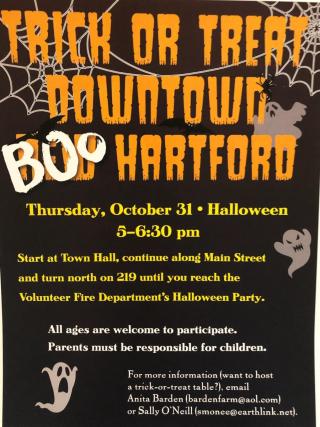 Black and Orange Poster for Trick or Treat Downtown Boo Hartford Event