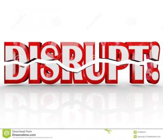 The word disrupt all cracked in half