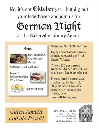 German Dinner Flyer for bakerville library