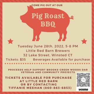 Flyer with details of pig roast fundraiser