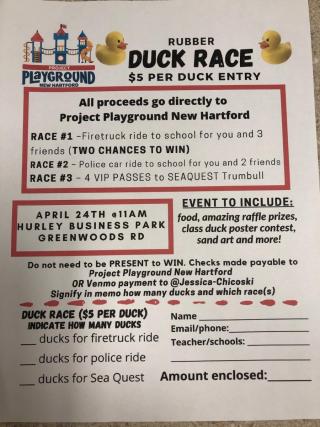 photo of duck race flyer with details about the event