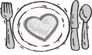 Image of a place setting with a heart on the plate