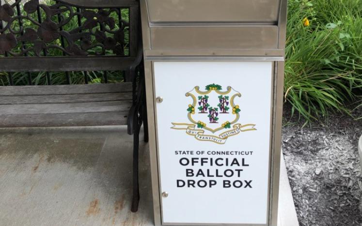 stainless and white state of connecticut  ballot box